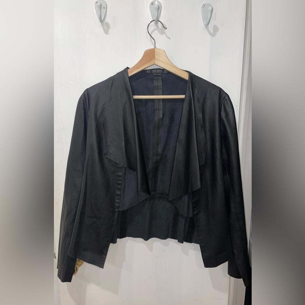 Zara Faux Leather Cardigan Jacket